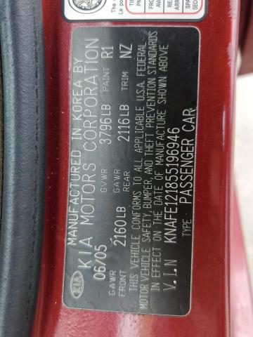 Photo 10 from auction – 2005 KIA SPECTRA LX with VIN KNAFE121855196946