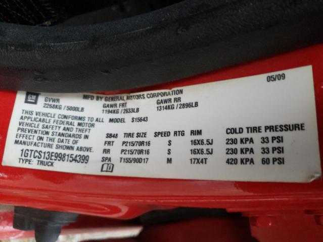 Photo 10 from auction – 2009 GMC CANYON with VIN 1GTCS13E998154399
