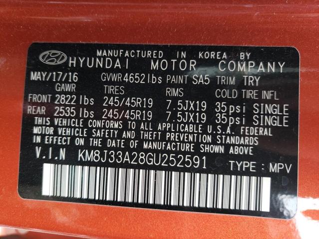 Photo 10 from auction – 2016 HYUNDAI TUCSON LIM with VIN KM8J33A28GU252591