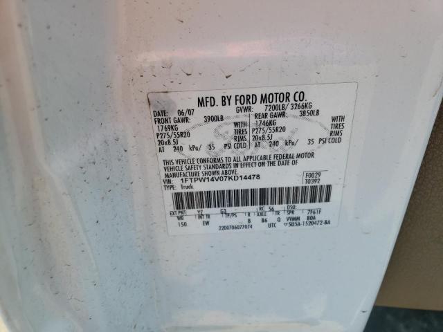 Photo 10 from auction – 2007 FORD F150 SUPER with VIN 1FTPW14V07KD14478