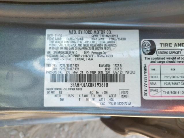 Photo 10 from auction – 2011 FORD FUSION SEL with VIN 3FAHP0JAXBR192610