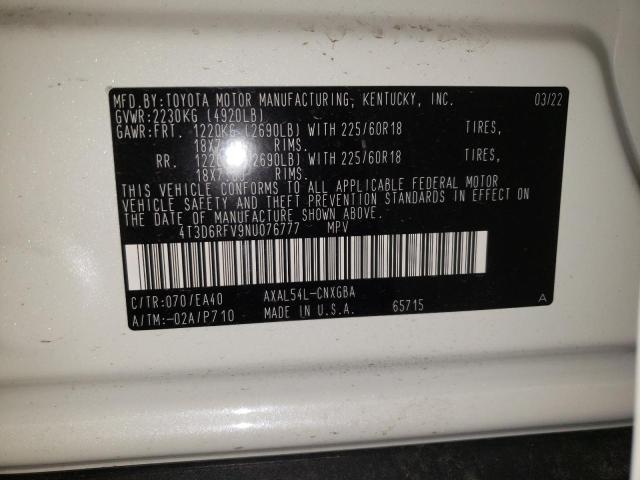 Photo 10 from auction – 2022 TOYOTA RAV4 LIMIT with VIN 4T3D6RFV9NU076777