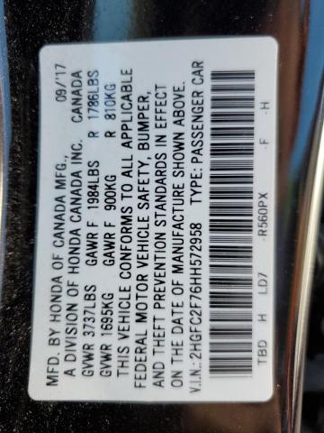 Photo 10 from auction – 2017 HONDA CIVIC EX with VIN 2HGFC2F76HH572958