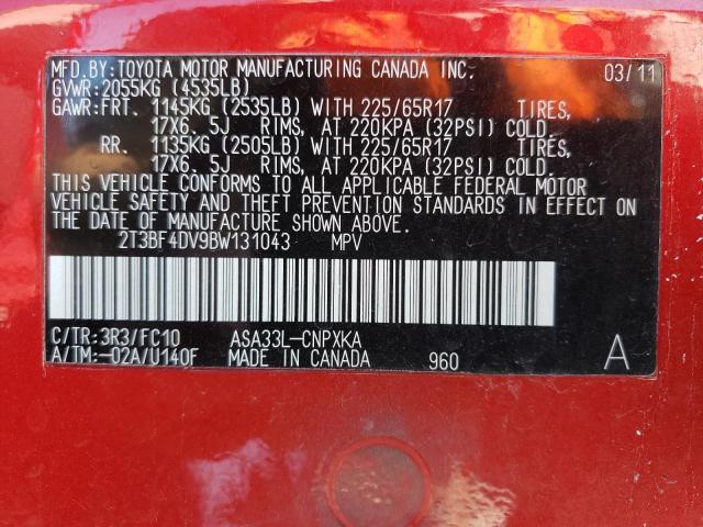 Photo 10 from auction – 2011 TOYOTA RAV4 with VIN 2T3BF4DV9BW131043