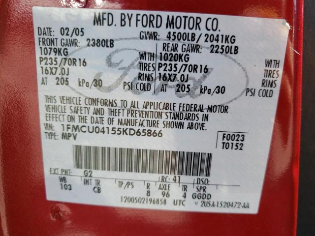 Photo 10 from auction – 2005 FORD ESCAPE LIM with VIN 1FMCU04155KD65866