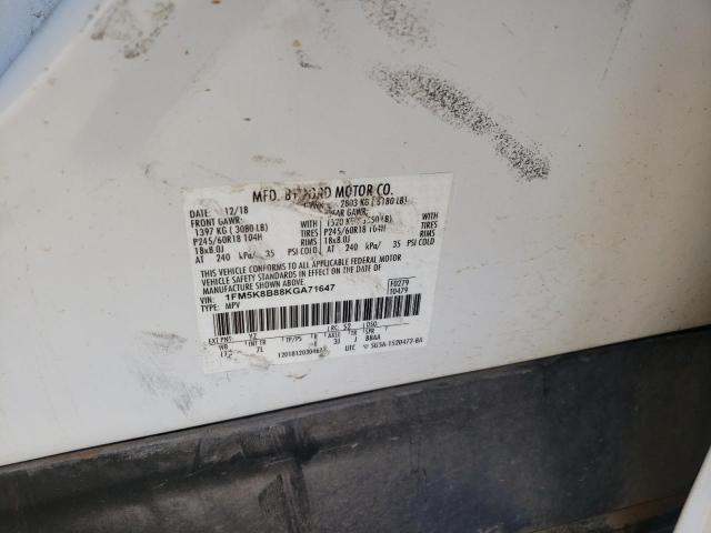 Photo 10 from auction – 2019 FORD EXPLORER with VIN 1FM5K8B88KGA71647