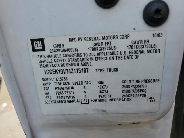 Photo 10 from auction – 2004 CHEVROLET SILVERADO with VIN 1GCEK19V74Z175187