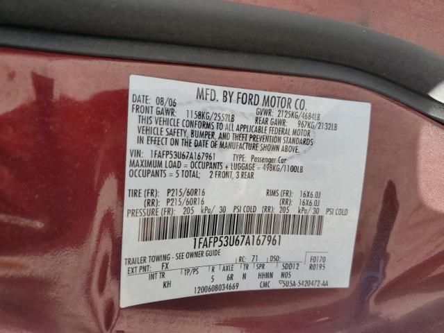 Photo 10 from auction – 2007 FORD TAURUS with VIN 1FAFP53U67A167961