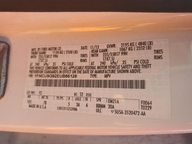Photo 10 from auction – 2014 FORD ESCAPE SE with VIN 1FMCU9G92EUB86128