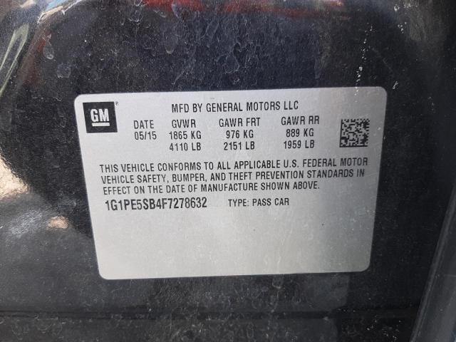 Photo 10 from auction – 2015 CHEVROLET CRUZE LT with VIN 1G1PE5SB4F7278632