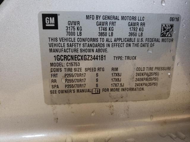 Photo 10 from auction – 2016 CHEVROLET SILVERADO with VIN 1GCRCNECXGZ344181