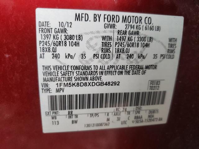 Photo 10 from auction – 2013 FORD EXPLORER X with VIN 1FM5K8D8XDGB48292