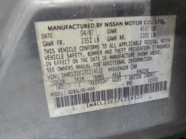 Photo 10 from auction – 2007 NISSAN ALTIMA HYB with VIN 1N4CL21E17C214522