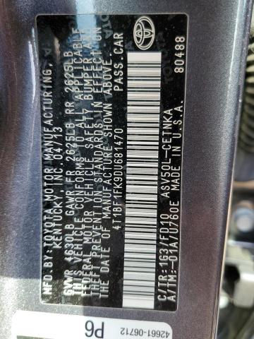 Photo 10 from auction – 2013 TOYOTA CAMRY L with VIN 4T1BF1FK9DU681470