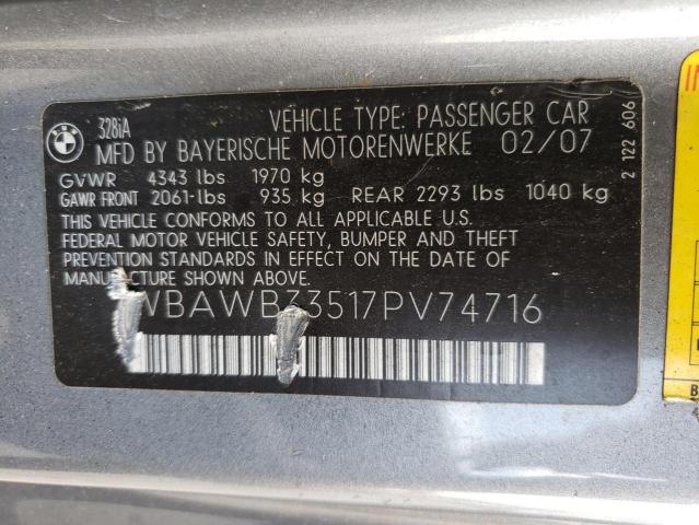 Photo 10 from auction – 2007 BMW 328 I with VIN WBAWB33517PV74716
