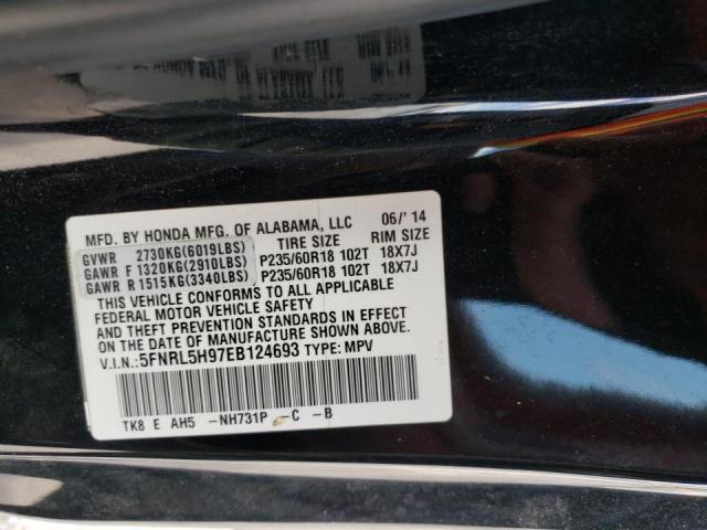 Photo 10 from auction – 2014 HONDA ODYSSEY TO with VIN 5FNRL5H97EB124693