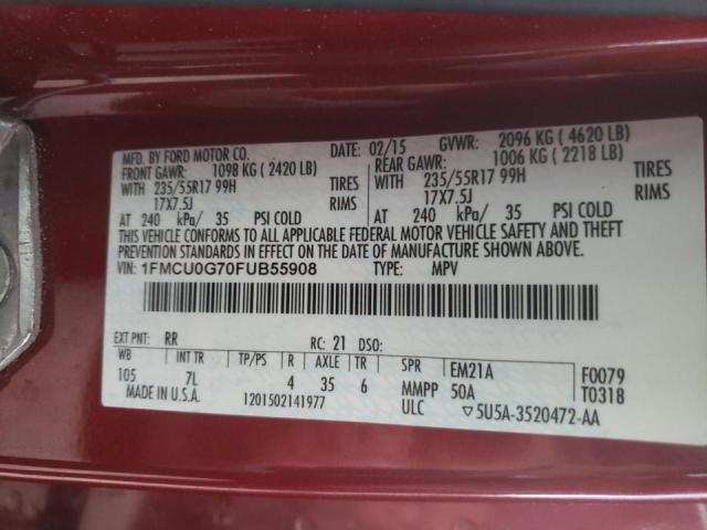 Photo 10 from auction – 2015 FORD ESCAPE SE with VIN 1FMCU0G70FUB55908