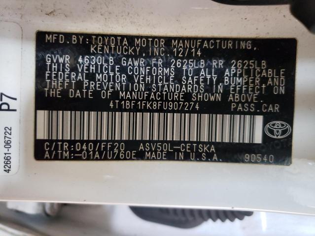 Photo 10 from auction – 2015 TOYOTA CAMRY LE with VIN 4T1BF1FK8FU907274