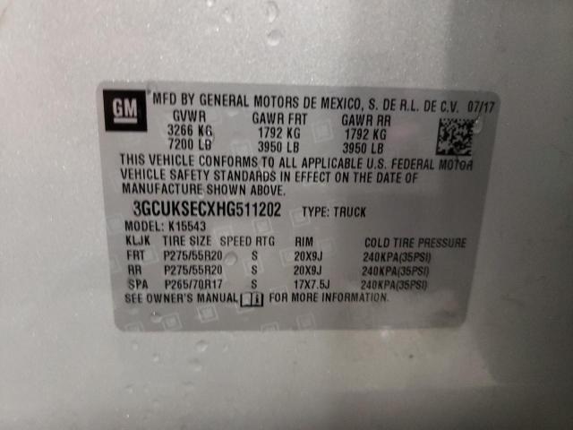 Photo 10 from auction – 2017 CHEVROLET SILVERADO with VIN 3GCUKSECXHG511202