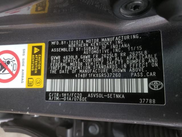 Photo 10 from auction – 2016 TOYOTA CAMRY LE with VIN 4T4BF1FKXGR537260