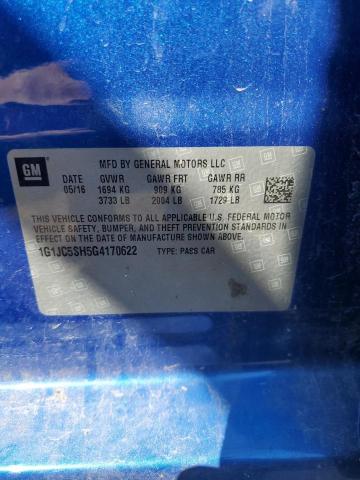 Photo 10 from auction – 2016 CHEVROLET SONIC LT with VIN 1G1JC5SH5G4170622