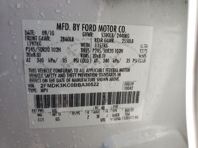 Photo 10 from auction – 2011 FORD EDGE LIMIT with VIN 2FMDK3KC0BBA30522