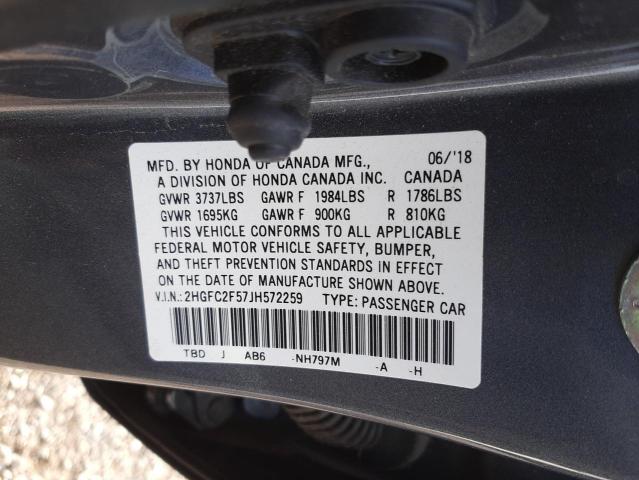 Photo 10 from auction – 2018 HONDA CIVIC LX with VIN 2HGFC2F57JH572259