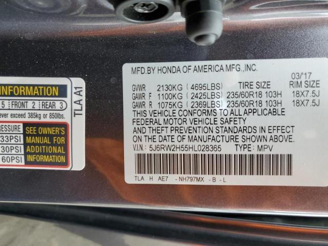 Photo 10 from auction – 2017 HONDA CR-V with VIN 5J6RW2H55HL028365