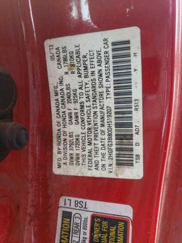 Photo 10 from auction – 2013 HONDA CIVIC EX with VIN 2HGFG3B80DH519207