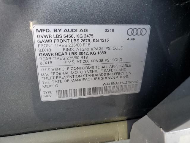 Photo 10 from auction – 2018 AUDI Q5 PREMIUM with VIN WA1BNAFY5J2152269
