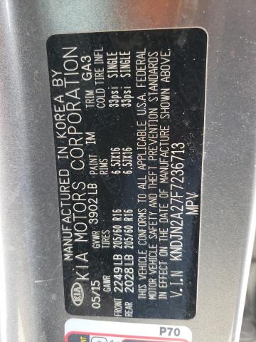 Photo 10 from auction – 2015 KIA SOUL with VIN KNDJN2A27F7236713
