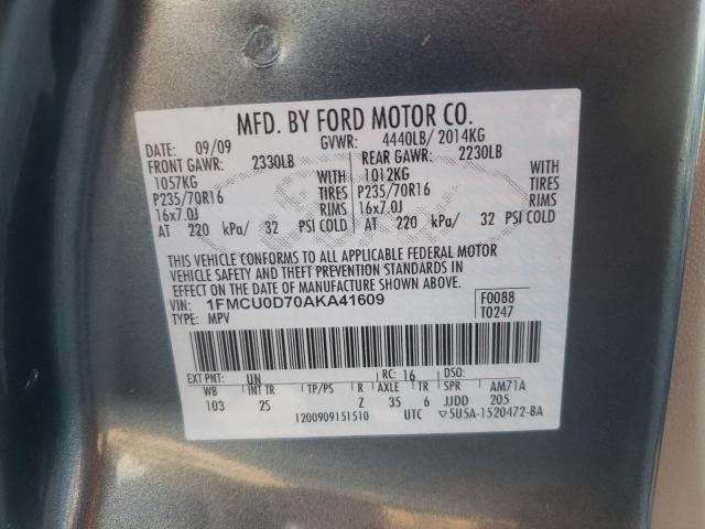 Photo 10 from auction – 2010 FORD ESCAPE XLT with VIN 1FMCU0D70AKA41609