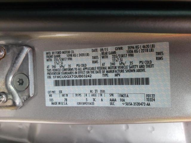 Photo 10 from auction – 2016 FORD ESCAPE SE with VIN 1FMCU0GX7GUB03242