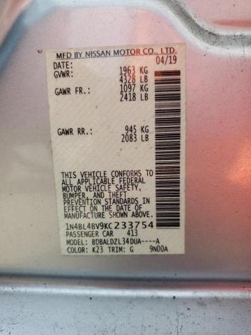 Photo 10 from auction – 2019 NISSAN ALTIMA S with VIN 1N4BL4BV9KC233754