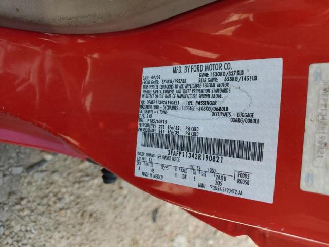 Foto 10 de la subasta – 2002 FORD ESCORT ZX2 con VIN 3FAFP11342R190821