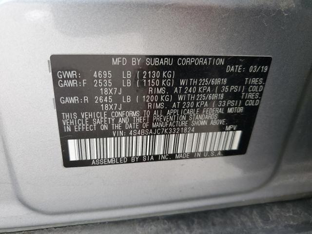 Photo 10 from auction – 2019 SUBARU OUTBACK 2. with VIN 4S4BSAJC7K3321824