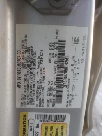 Photo 10 from auction – 2017 FORD FUSION SE with VIN 3FA6P0H70HR142681
