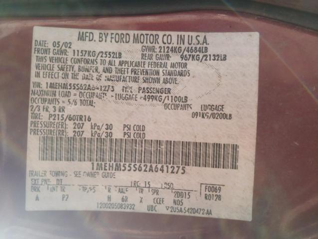 Photo 10 from auction – 2002 MERCURY SABLE LS P with VIN 1MEHM55S62A641275