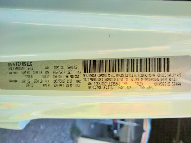 Photo 10 from auction – 2020 JEEP GLADIATOR with VIN 1C6HJTAG1LL138041