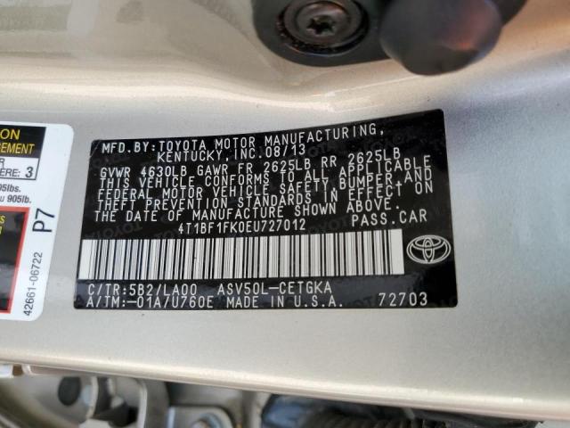 Photo 10 from auction – 2014 TOYOTA CAMRY L with VIN 4T1BF1FK0EU727012