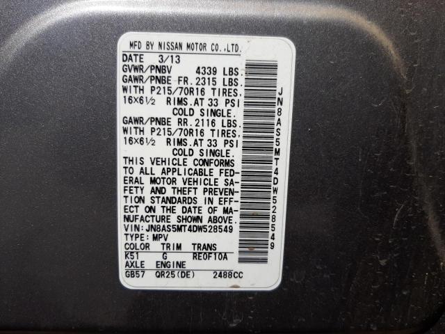 Photo 10 from auction – 2013 NISSAN ROGUE S with VIN JN8AS5MT4DW528549