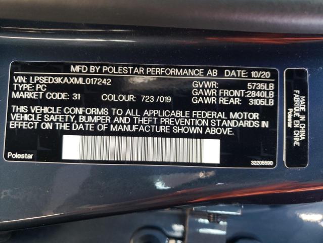 Photo 10 from auction – 2021 POLESTAR 2 with VIN LPSED3KAXML017242