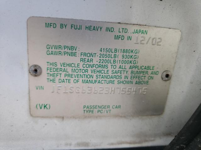 Photo 10 from auction – 2003 SUBARU FORESTER 2 with VIN JF1SG63623H755475