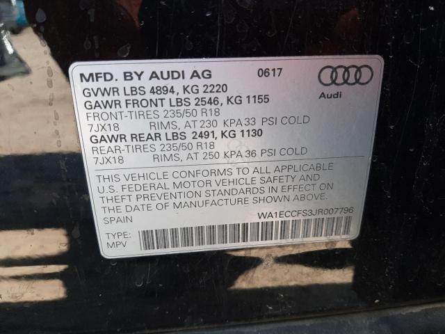 Photo 10 from auction – 2018 AUDI Q3 PREMIUM with VIN WA1ECCFS3JR007796