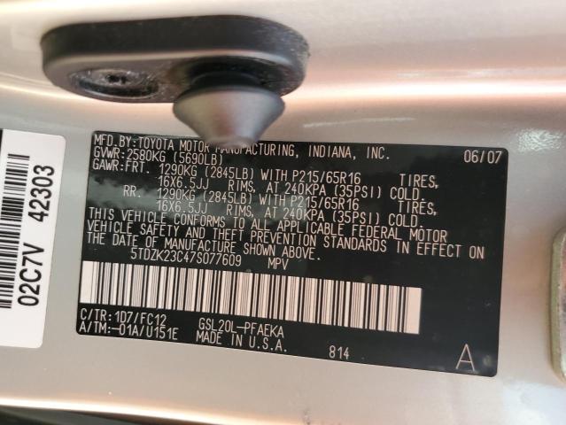 Photo 10 from auction – 2007 TOYOTA SIENNA CE with VIN 5TDZK23C47S077609