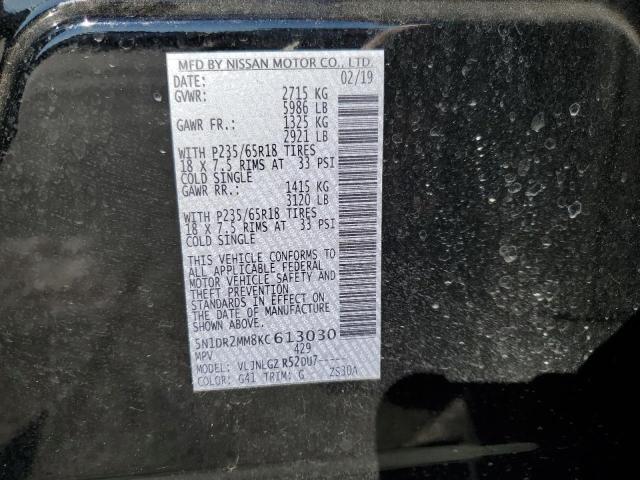 Photo 10 from auction – 2019 NISSAN PATHFINDER with VIN 5N1DR2MM8KC613030