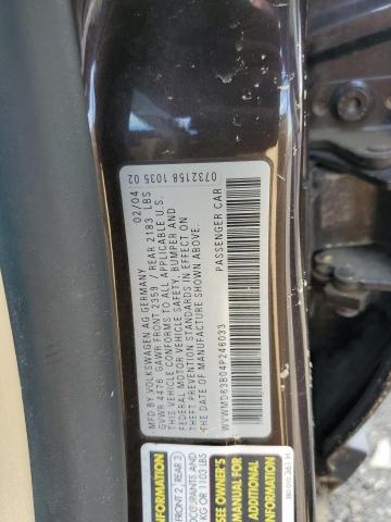 Photo 10 from auction – 2004 VOLKSWAGEN PASSAT GL with VIN WVWMD63B04P246033