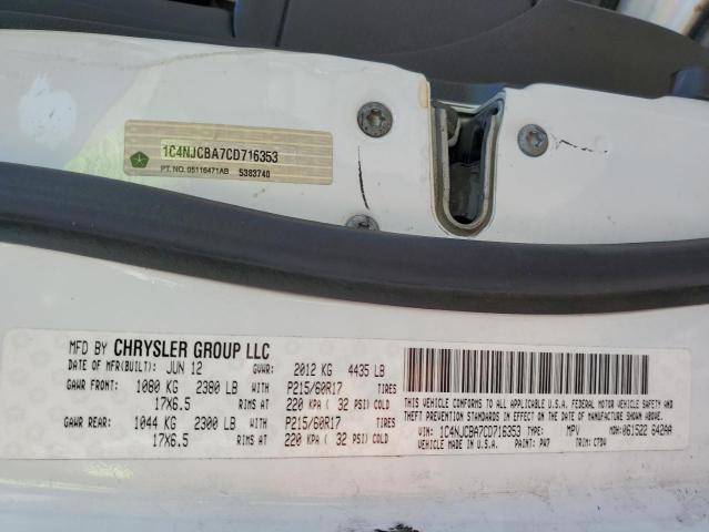Photo 10 from auction – 2012 JEEP COMPASS SP with VIN 1C4NJCBA7CD716353