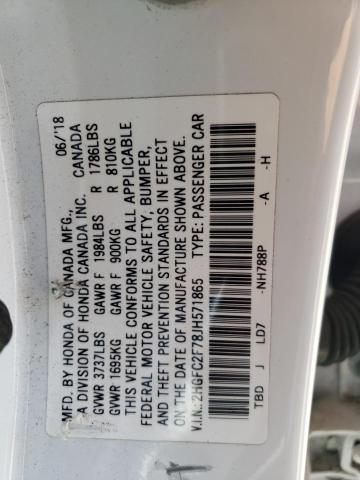 Photo 10 from auction – 2018 HONDA CIVIC EX with VIN 2HGFC2F78JH571865
