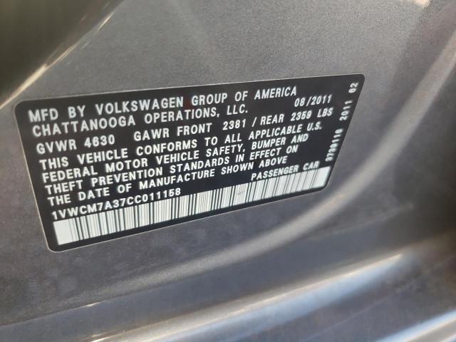Photo 10 from auction – 2012 VOLKSWAGEN PASSAT SEL with VIN 1VWCM7A37CC011158